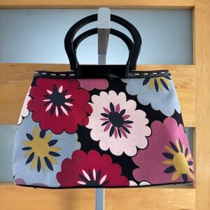 Isabella Fiore Multicolor Floral Tote with Black Handles